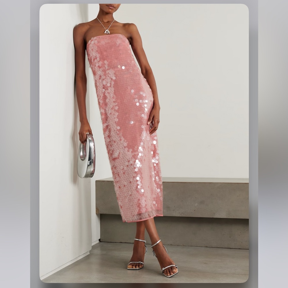 STAUD Sienna Pink Sequin Dress